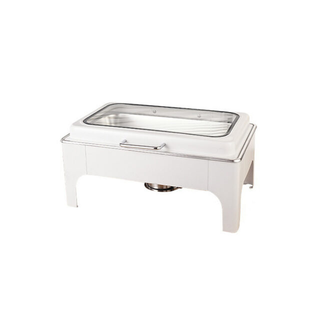 UC126 9L White Rectangular Glass Chafing Dish