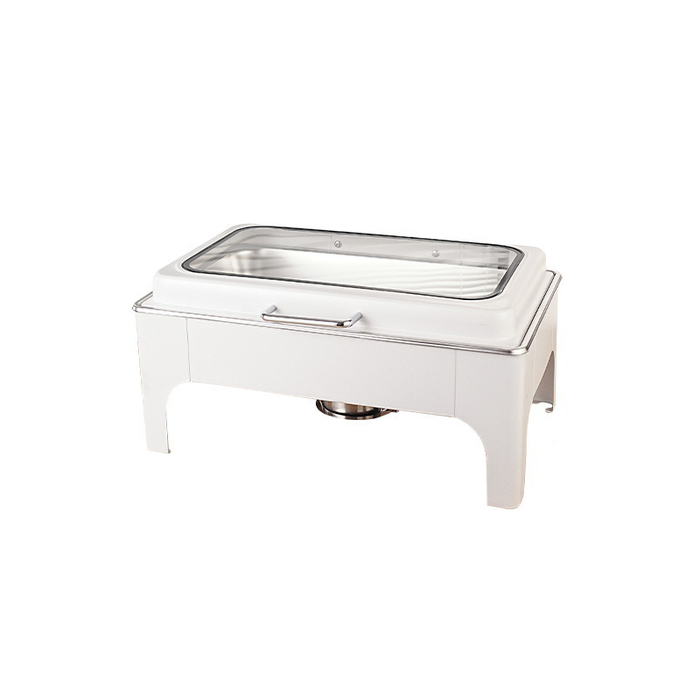UC126 9L White Rectangular Glass Chafing Dish