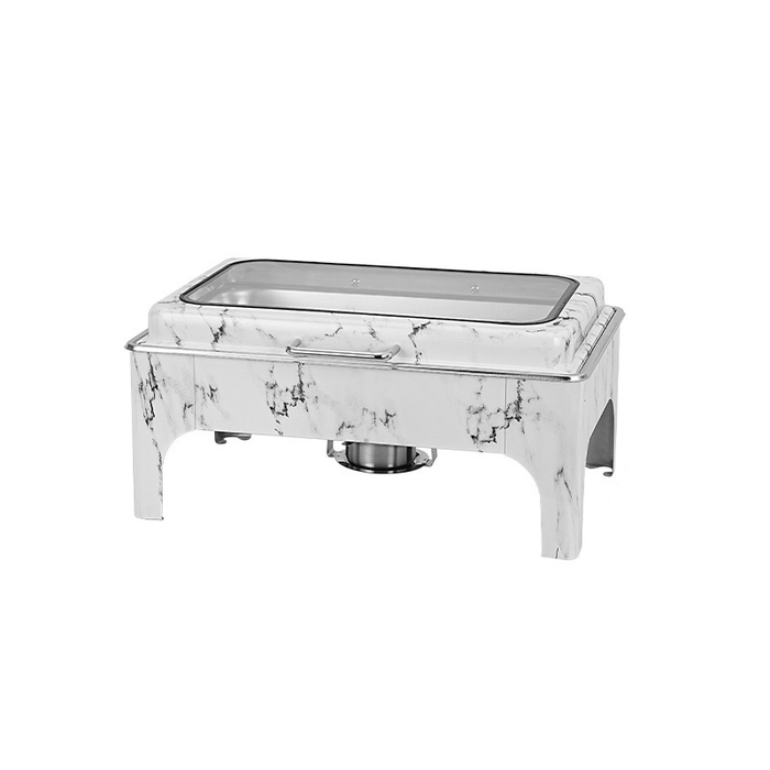 UC127 9L Marble Rectangular Glass Chafing Dish