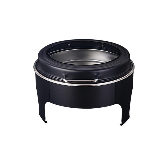 UC128 6L Black Round Glass Chafing Dish