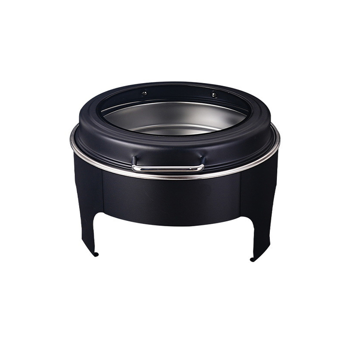 UC128 6L Black Round Glass Chafing Dish