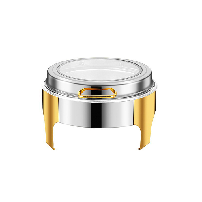 UC129 6L Half Golden Round Glass Chafing Dish