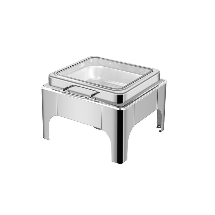 UC133 6L Silver Square Glass Chafing Dish