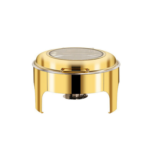 UC134 6L Golden Round Glass Chafing Dish