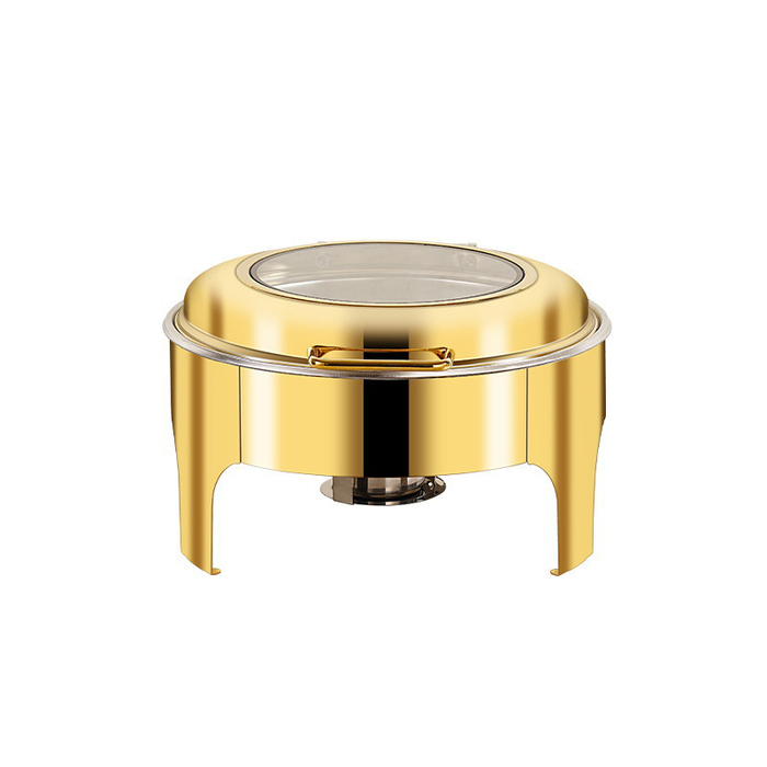UC134 6L Golden Round Glass Chafing Dish