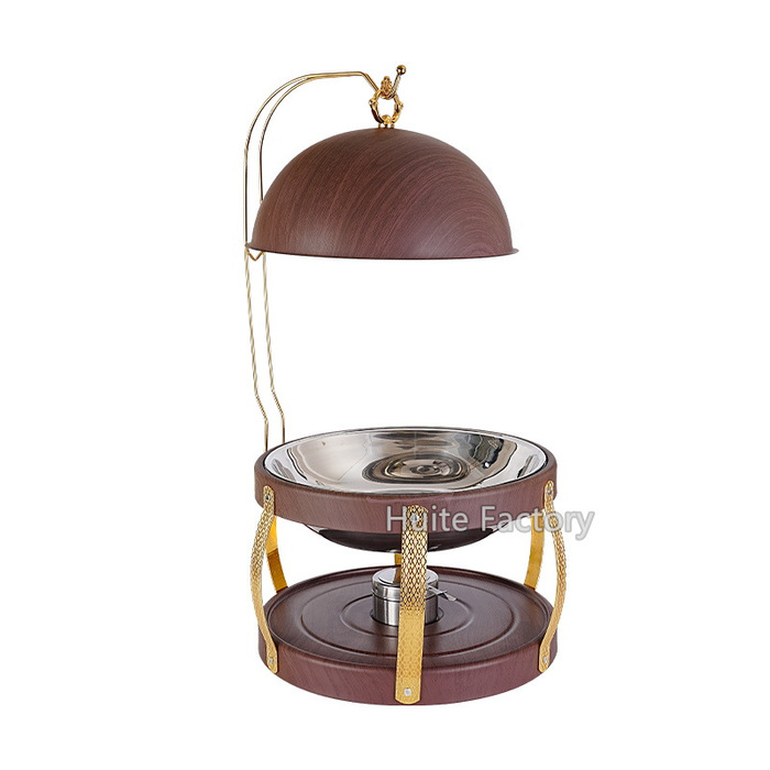UC154 8L Wood Grain Round Chafing Dish